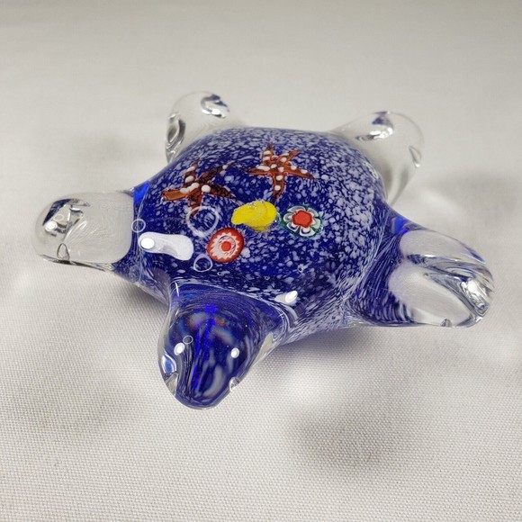 Art Glass Starfish Paperweight Starfish Shape w/ Ocean Floor Scene Millefiori 4" - Picture 7 of 9
